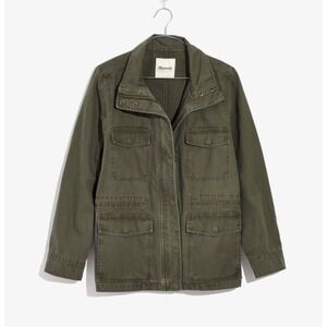Madewell Surplus Jacket Women's Small Army Green Utility Full-Zip Long-Sleeve